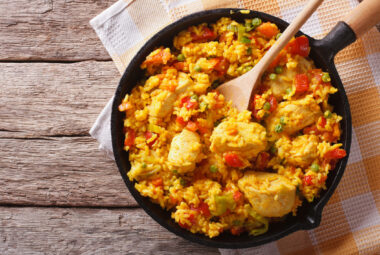 pork and chicken paella recipe food 52